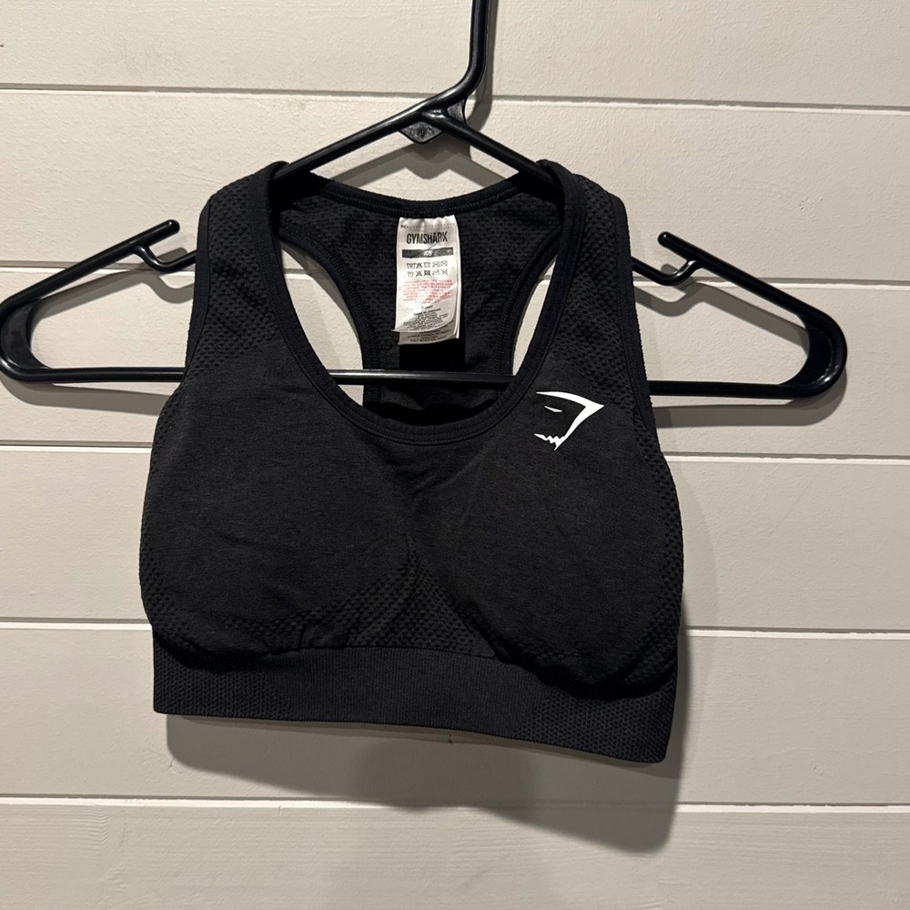 Gymshark Vital Seamless Sports Bra Womens XS Black Marl Padded Racerback